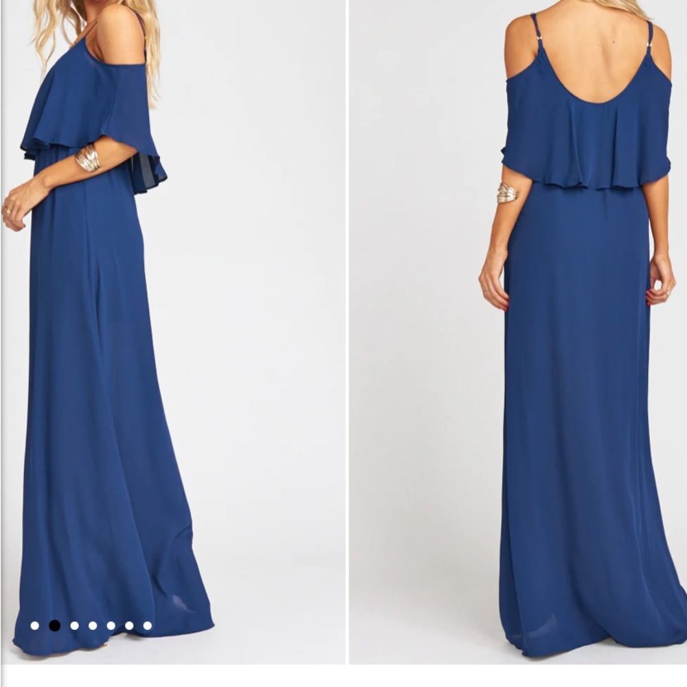 Show me your Mumu Caitlin Ruffle Maxi dress- rich navy crisp